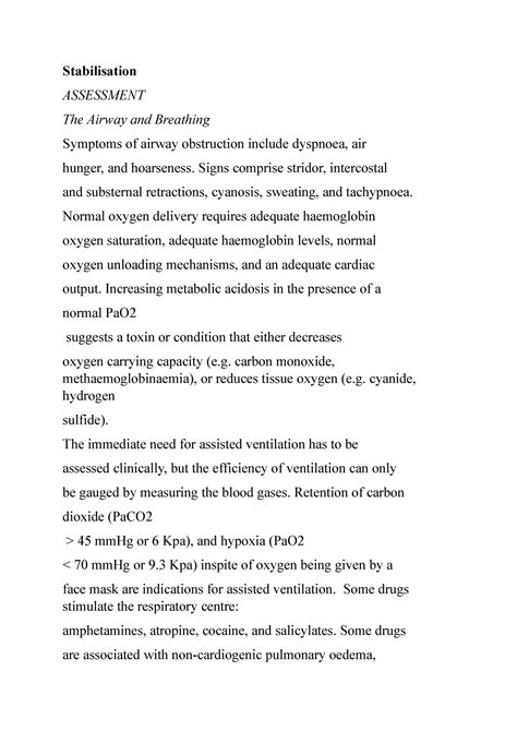 Stabilisation - Stabilisation ASSESSMENT The Airway and Breathing ...