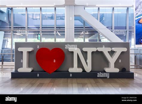 I Love NY heart sign at LaGuardia Airport in New York, United States ...