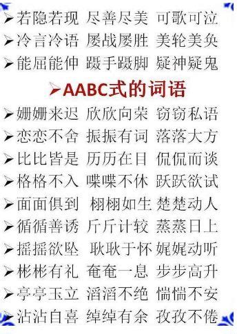 汉字小课堂 | 小学必考的ABB+AABB+ABCC式成语词汇大全！