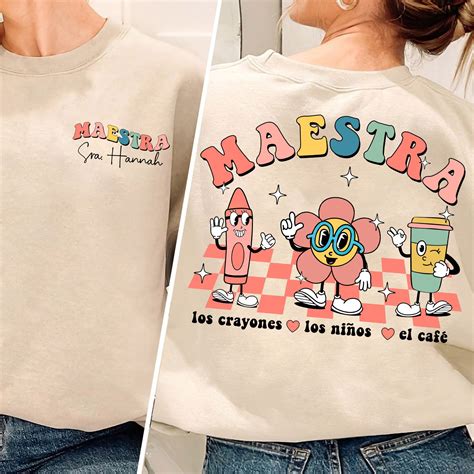 Custom Name Spanish Teacher Sweatshirts, Maestra T Shirts, Spanish ...
