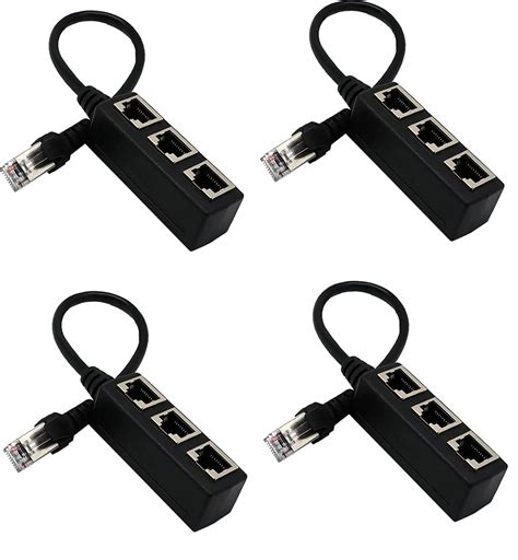 ANGEL E-COMMERCE® RJ45 Splitter Connector,1 to 3 Ways RJ-45 Interface ...