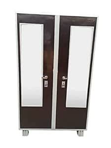 Metal Wardrobe 2 Door Highly Glass Almirah with Locking System (Brown ...