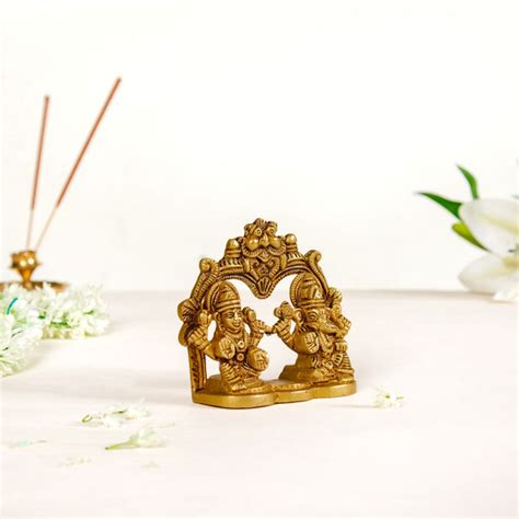 Divine Ganesh Laxmi Brass Idol For Prayer Area Online - Premium ...