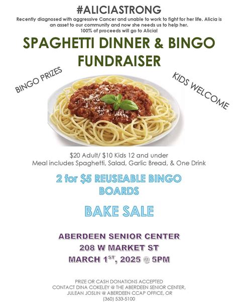 Spaghetti Dinner & Bingo Fundraiser, 208 W Market St, Aberdeen, WA ...