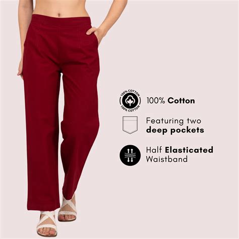 Maroon Wide Leg Cotton Pant – Albelie