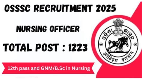 Odisha Study Point OSSSC Nursing Officer Recruitment 1223 Post