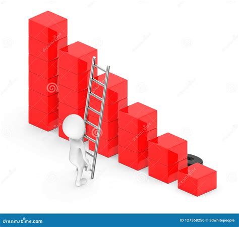 3d White People Climb Up Towards a Bar Graph Stock Illustration ...