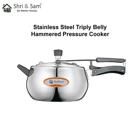 Stainless Steel Triply Bharat Belly Hammered Pressure Cooker – Velan Store