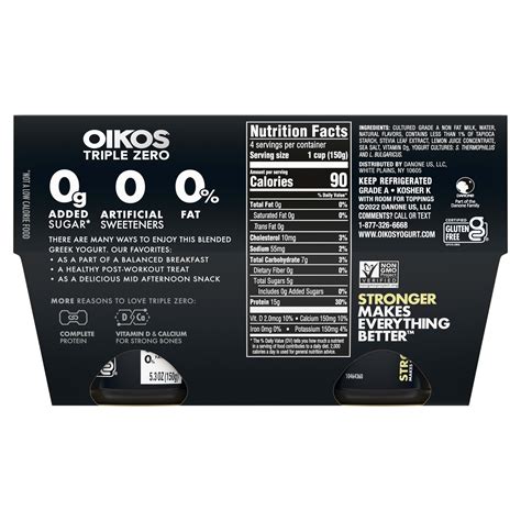 Buy Oikos Triple Zero 15g Protein, Sugar Free Nonfat Vanilla Greek ...