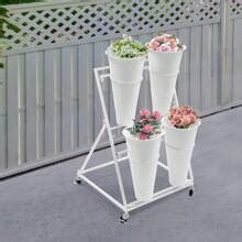 R Display Stand With 12-Piece Round Buckets 4 Layers Plant Shelf With ...