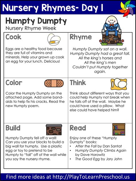 Nursery Rhyme Art Projects For Toddlers at Nettie Jarred blog