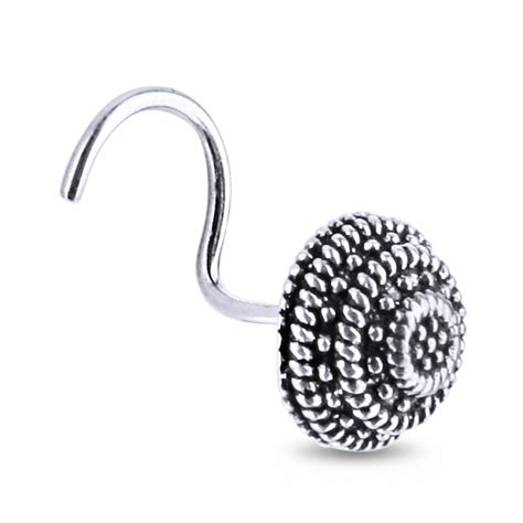 NEMICHAND JEWELS 925 sterling Silver Antique oxidised Nose Pin for ...
