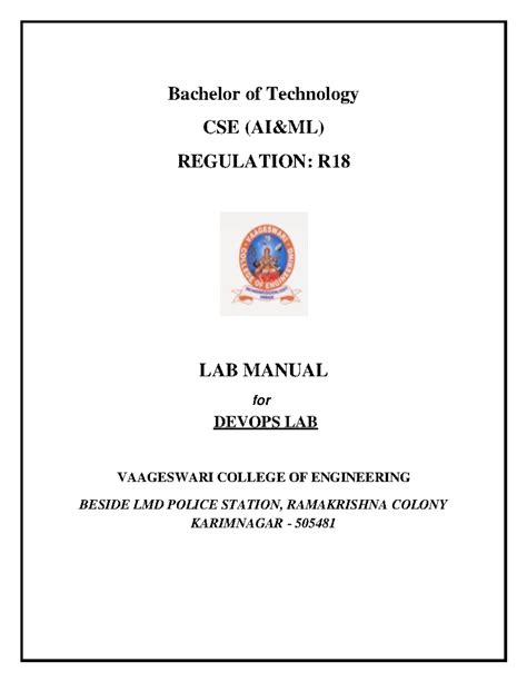 Devops lab mannual-1 - Lab Manual - Bachelor of Technology CSE (AI&ML ...