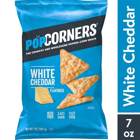 Popcorners Gluten-Free White Cheddar Popped Corn Chip Snacks, 7 oz Bag ...