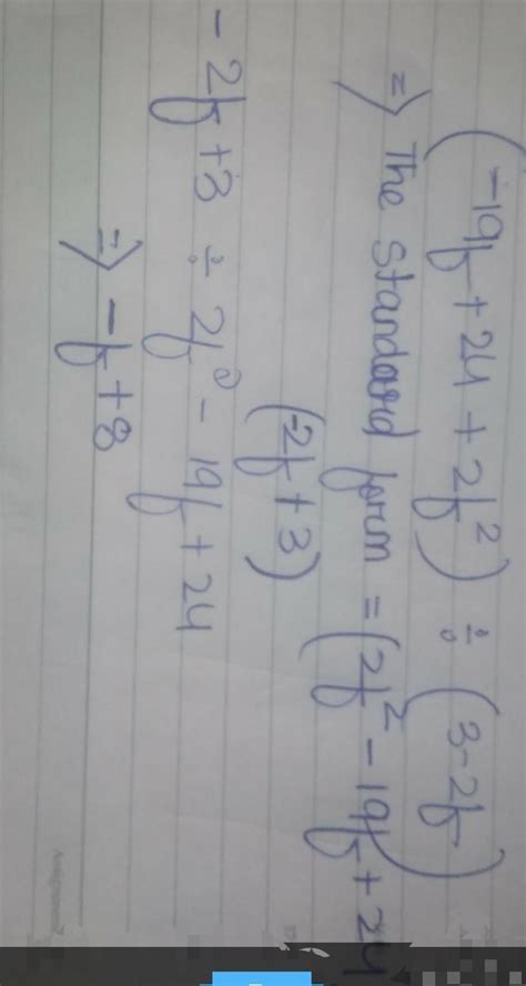 [tex]( - 19 + 24 + {2f}^{2} ) \div (3 - 2f)[/tex]solve this problem ...