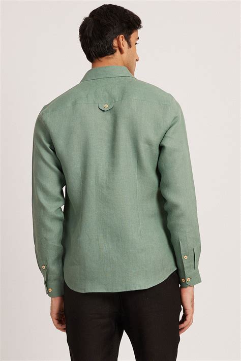 Buy Mens Shirt | Linen Shirt for Men Sage Green Online
