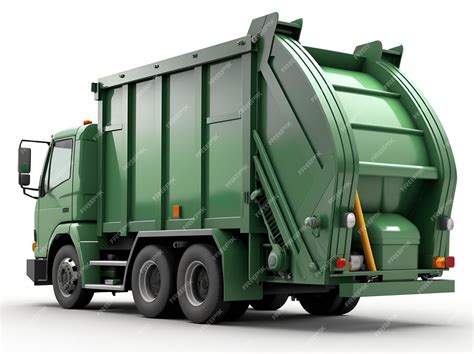 Premium Photo | 3D realistic dark green garbage truck images with ai ...