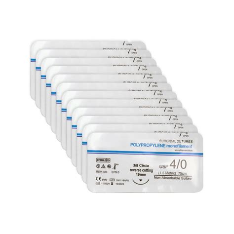 B-Arm Sterile Polypropylene Suture Thread (Pack of 12) With Needle ...