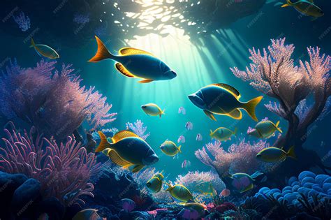 Premium Photo | Colorful coral reef and fish clean underwater world ...