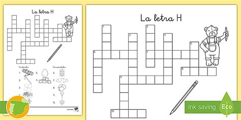 Crucigrama para resolver e imprimir: La letra H - Twinkl