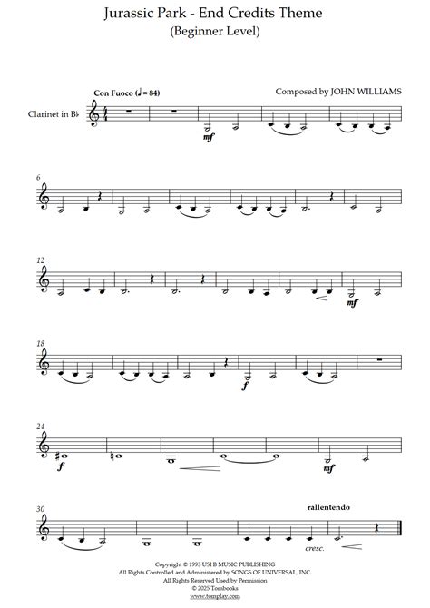 Jurassic Park - End Credits Theme (Beginner Level) (John Williams ...
