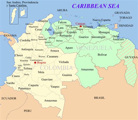 Detailed map of Colombia and Venezuela. Colombia and Venezuela detailed map | Vidiani.com | Maps ...