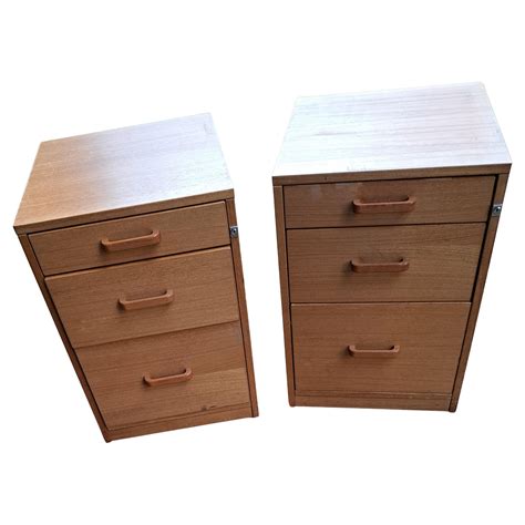 Pair of Mid Century Danish Modern Teak Three Drawer File Cabinets For ...