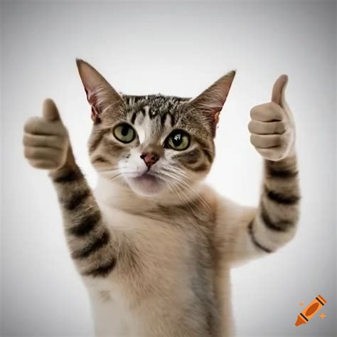 Cat holding thumbs up on Craiyon