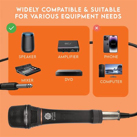 DIGIMORE Professional XLR Dynamic Microphone | Cardioid Pickup | Anti ...
