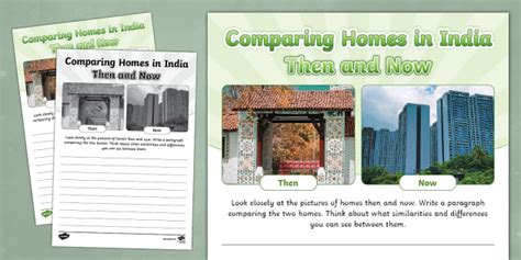 Comparing Homes in India Then and Now Worksheet