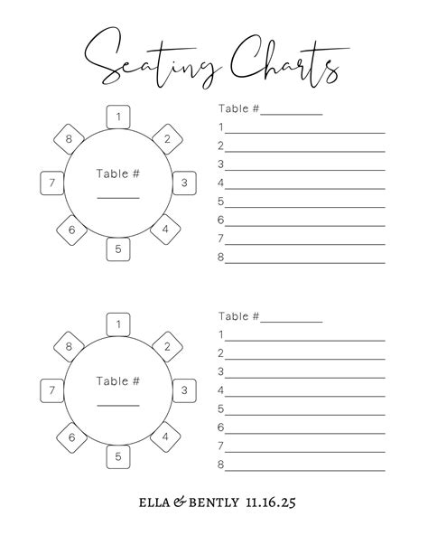 Printable Wedding Seating Chart Template | Minimalist Wedding Seating ...