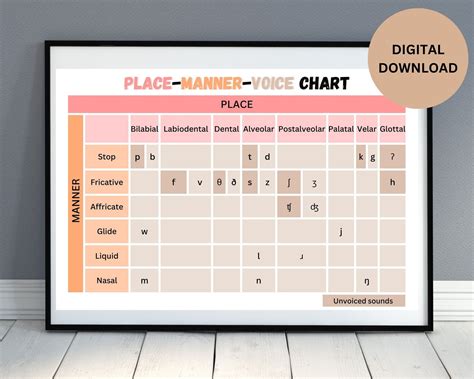 2 IPA Consonant Place-manner-voice Charts | Speech Therapy Poster ...