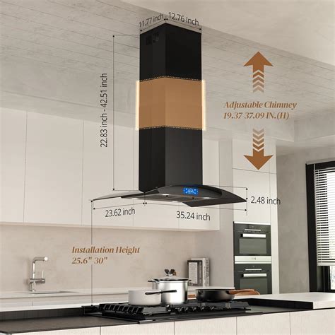 FIREGAS Black Island Range Hood 36 Inch, 700 CFM India | Ubuy
