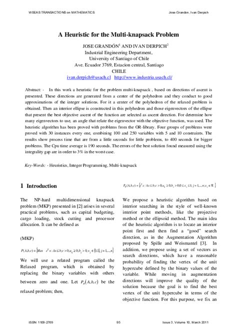 Image result for Multi Knapsack Problem