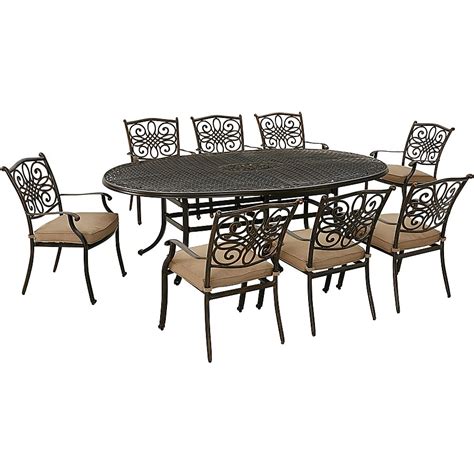 Hanover 9-Piece Tan Wicker Patio Dining Set in the Patio Dining Sets ...