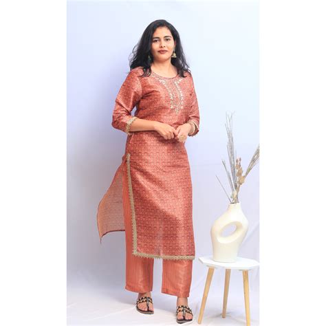 Bavya Coral Pink Kurti Pant – Sacche Dhaage Fashion