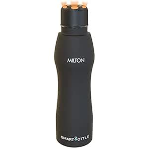 MILTON Euroline Smart Stainless Steel Water Bottle, 880 ml, Black, Leak ...