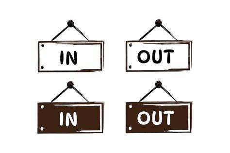 Vector hand drawn doodle icon of in and out signboard cartoon ...