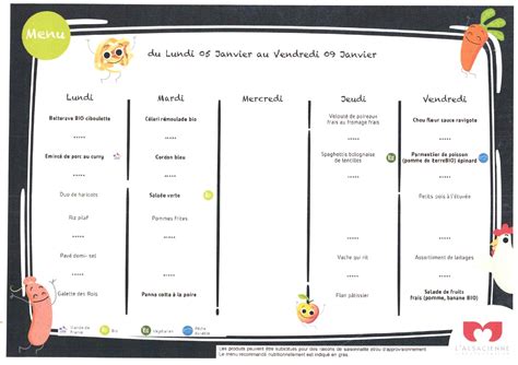 Nos menus – École, collège et lycée professionnel privé
