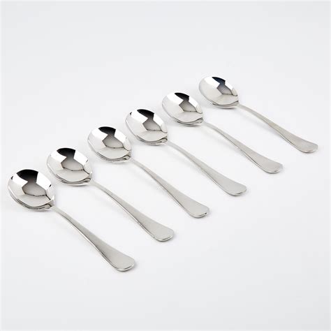 Buy Glister Rosemary Set of 6 Stainless Steel Soup Spoons from Home ...