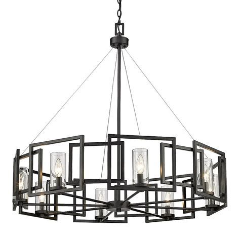Golden Lighting Marco 8-Light Matte Black Industrial Chandelier 6068-8 ...