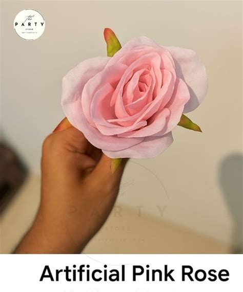 Artificial Pink Rose – Real Touch Silk Bloom – The Party Store