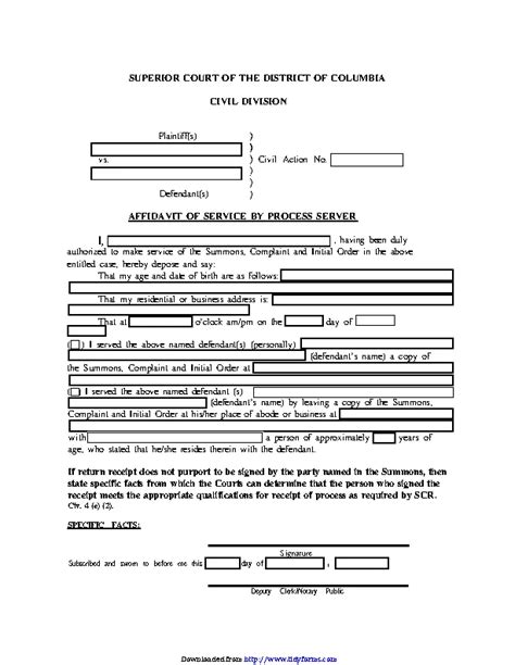 Image result for Process Server Affidavit of Service Form