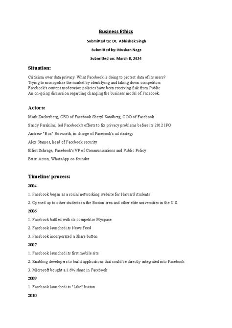 BE DS12 - Business Ethics Submitted to: Dr. Abhishek Singh Submitted by ...