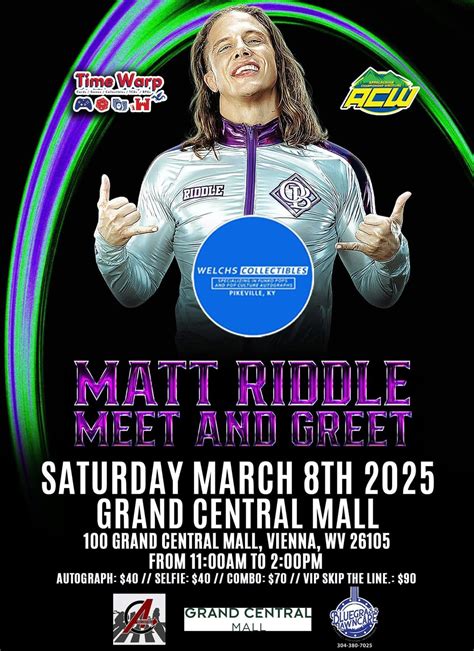 Meet Matt Riddle at Grand Central Mall, Grand Central Mall, Vienna, 8 ...