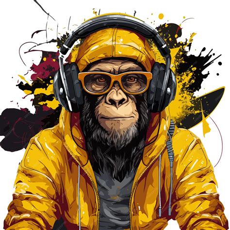 Cartoon Monkey With Headphones