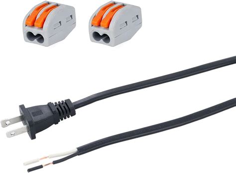 Buy Replacement Power Cord 2 Prong 12FT 18 AWG Power Cord Pigtail 18 ...