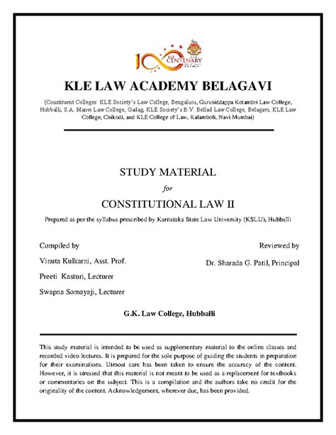 Constitutional Law II Study Material for LLB - KSLU Syllabus - Studocu