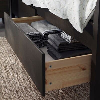 IDANÄS bed frame with storage, dark brown/Leirsund, 160x200 cm (63x783 ...