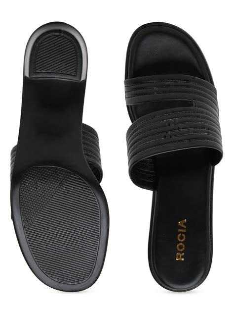 Shop Rocia By Regal Black Women Multi Strap Block Heel Sandals Online